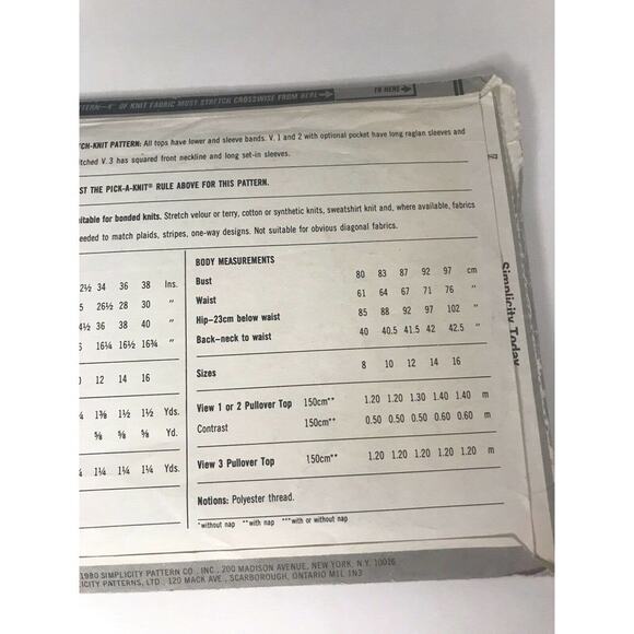 80s Simplicity 9740 Vintage Sweatshirt Pullover Sewing Pattern Size 14 Misses - Picture 5 of 6